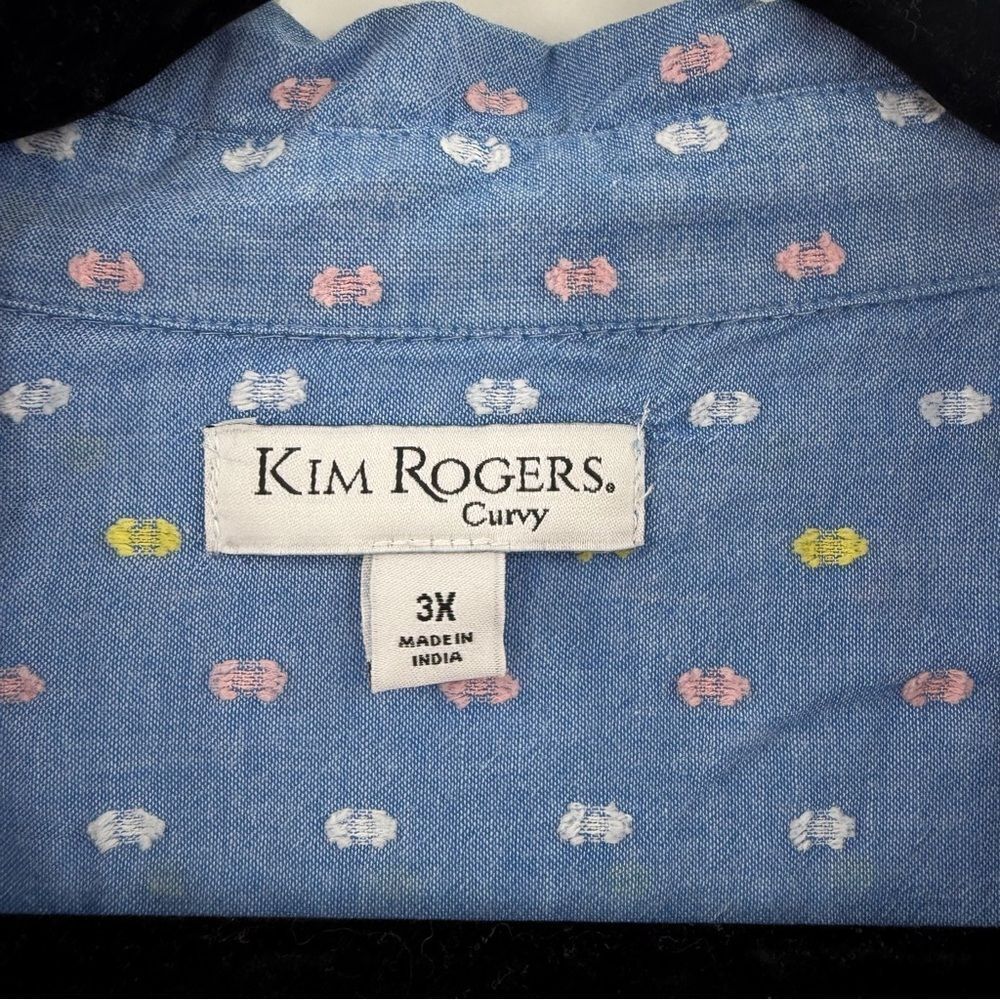 3For$20 Kim Rogers Curvy Light Blue Sleeveless Button-Down Sleeveless Top 3x - Picture 2 of 4